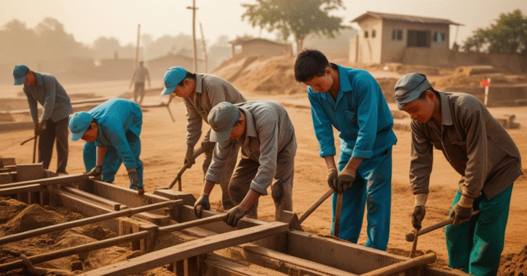 MGNREGA workers building rural infrastructure in India under job guarantee scheme
