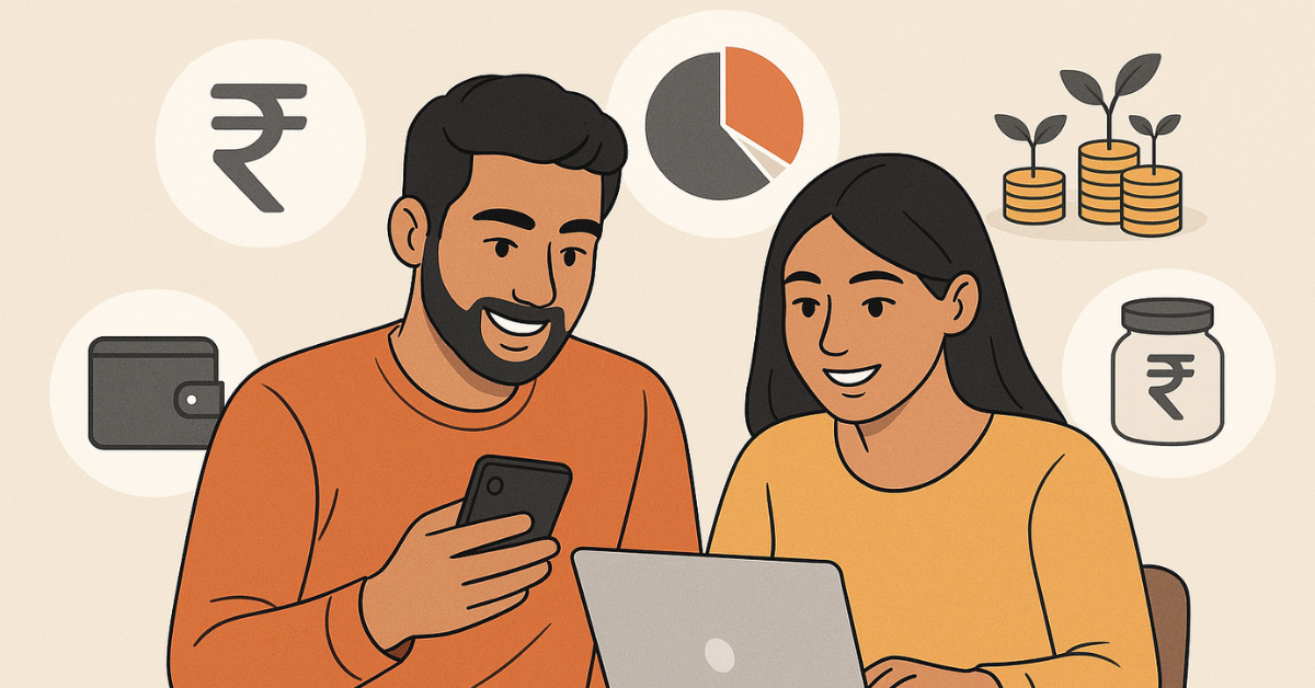 Smart budgeting India 2025 illustration showing daily money management and financial growth