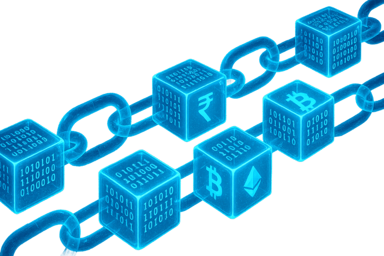 Blockchain explained simply with digital blocks and secure ledger illustration in 2025