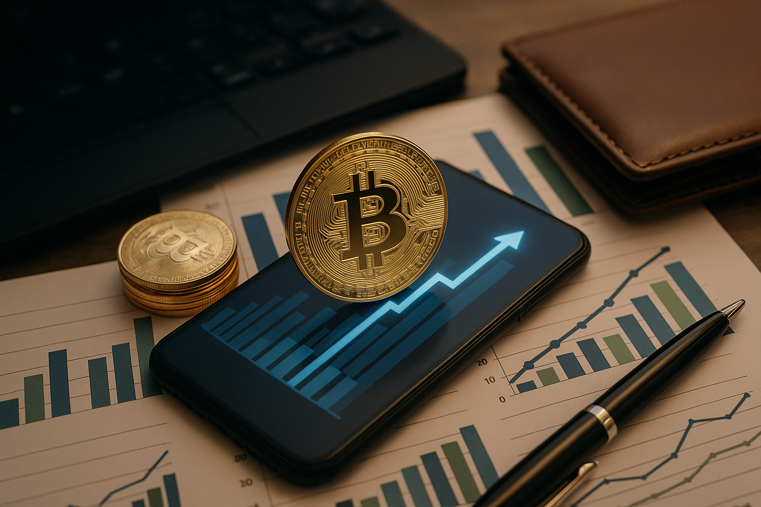 Illustration showing cryptocurrency as digital money with blockchain network